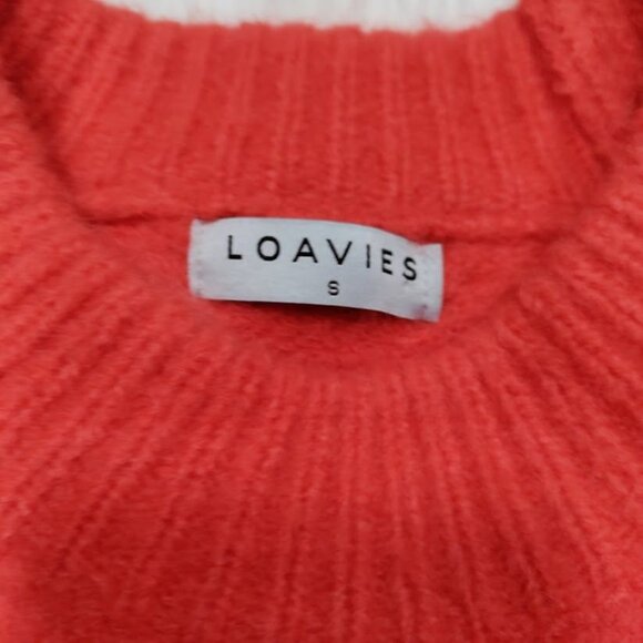 Loavies Cable Knit Born To Love Preppy Oversized Sweater Orange Women's Small - Picture 11 of 16